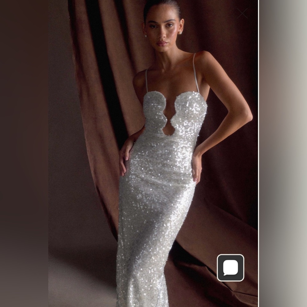 Meshki Bridal Sequin Midi Dress - Makari NWT